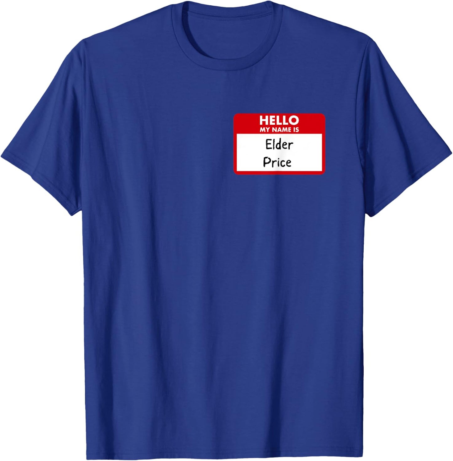 Book of Mormon Musical Elder Price Name Badge T-Shirt - T-Shirt | Royal