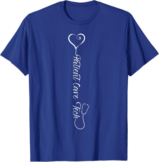 Proud Patient Care Technician Heart Stethoscope T-Shirt - T-Shirt | Royal