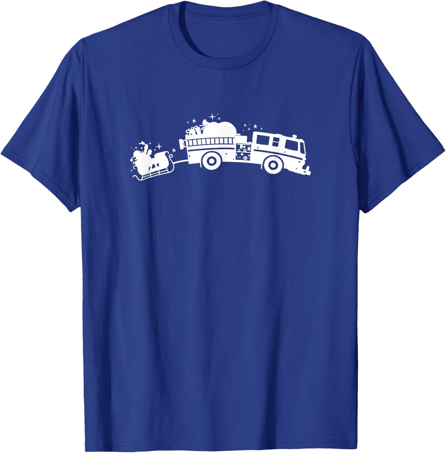 Fire Engine Santa Claus Fireman Christmas T-Shirt - T-Shirt | Royal