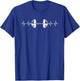 Barbell Weightlifting Heartbeat Funny EKG Bodybuilding T-Shirt - T-Shirt | Royal