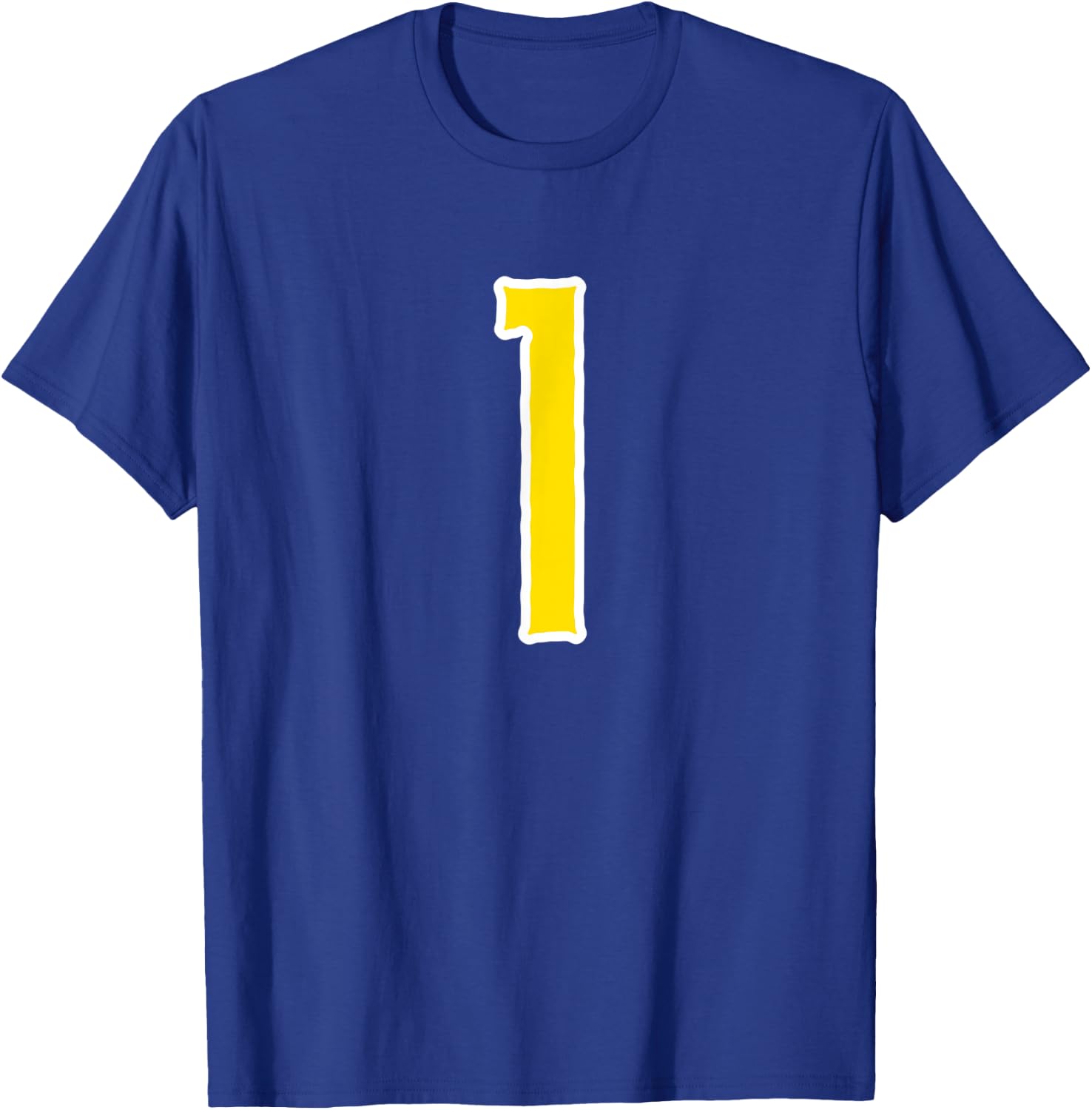 1 Jersey Yellow White Sports Team Jersey Number T-Shirt - T-Shirt | Royal