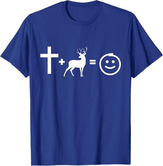 Jesus and deer hunting makes me happy, Gift christians T-Shirt - T-Shirt | Royal