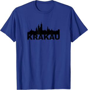 Krakau Krakow Poland City Skyline Silhouette Outline Sketch T-Shirt - T-Shirt | Royal