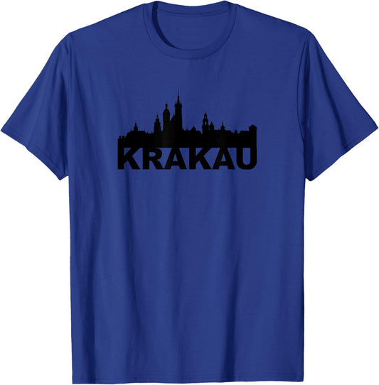 Krakau Krakow Poland City Skyline Silhouette Outline Sketch T-Shirt - T-Shirt | Royal