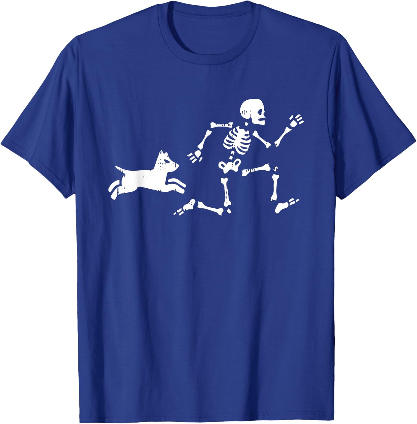 Skeleton Running Halloween Costume Funny Dog Skull T-Shirt - T-Shirt | Royal