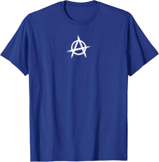 White Anarchist Symbol Political Anarchy Musician Rocker T-Shirt - T-Shirt | Royal
