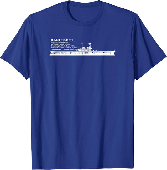 HMS Eagle British WW2 Aircraft Carrier Infographic T-Shirt - T-Shirt | Royal