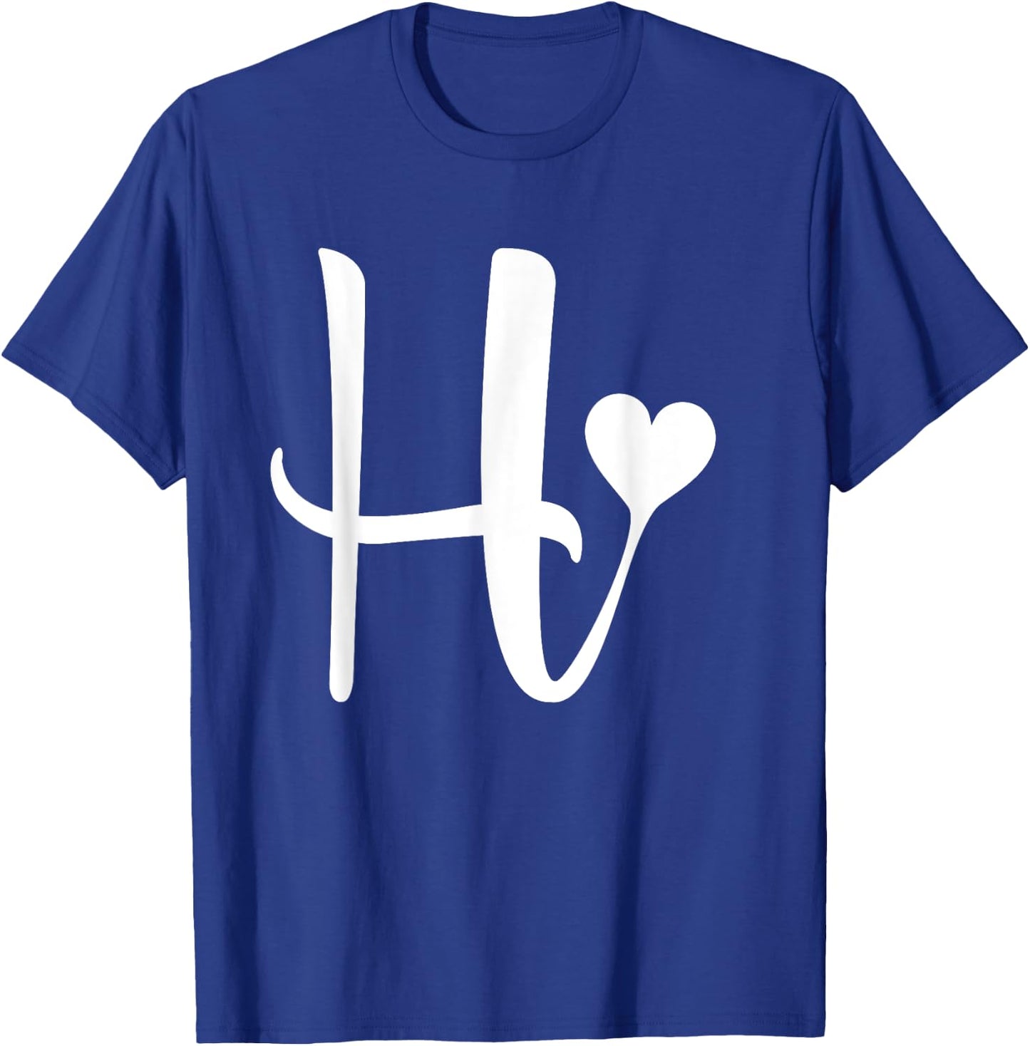 white letter H monogram initial minimalist heart graphic T-Shirt - T-Shirt | Royal