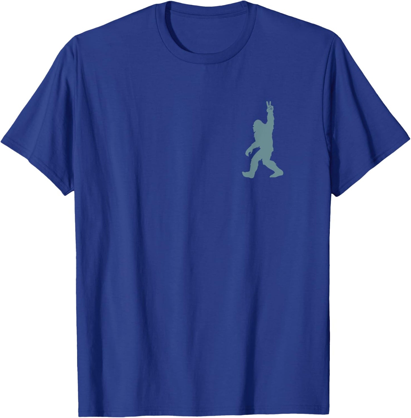 Funny Bigfoot Sasquatch Peace Sign Big Foot Squatch Pocket T-Shirt - T-Shirt | Royal