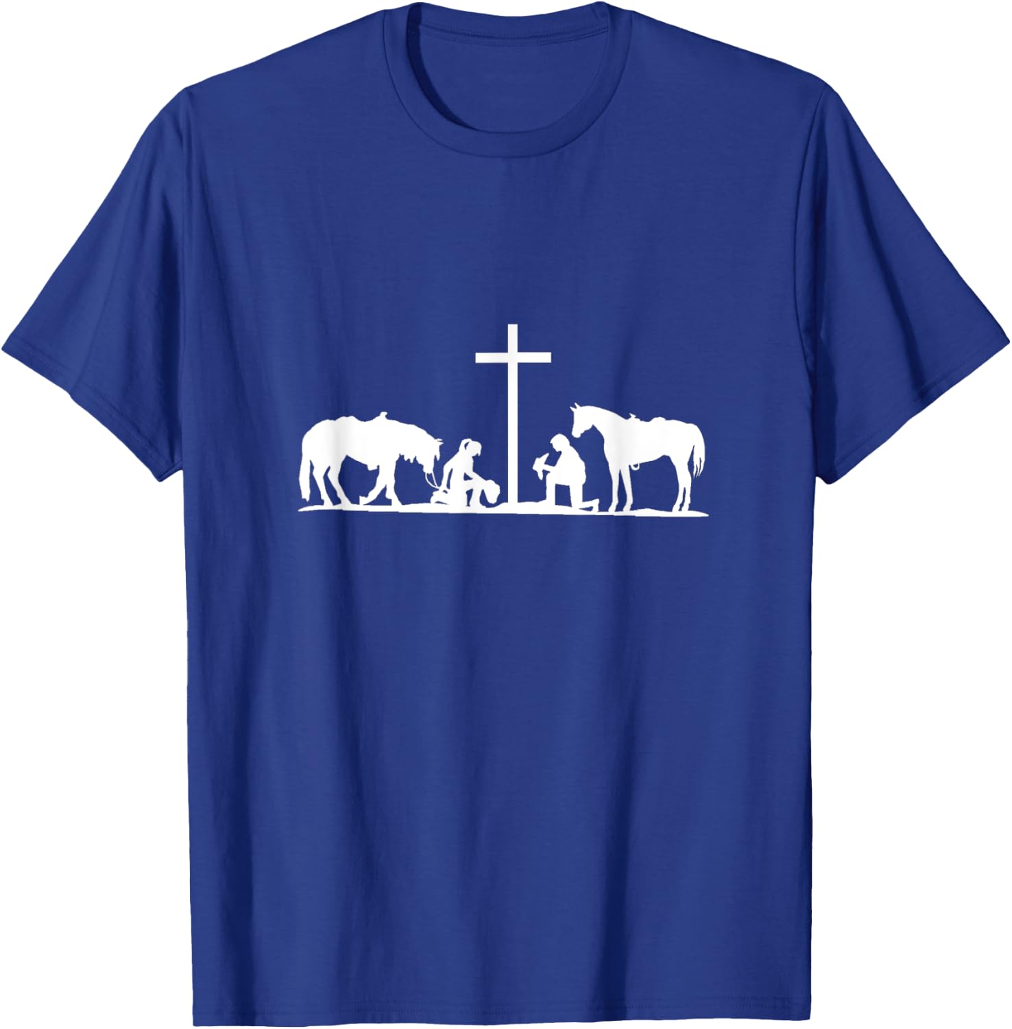 Christian Western horses cowhands praying Cross. Christian T-Shirt - T-Shirt | Royal
