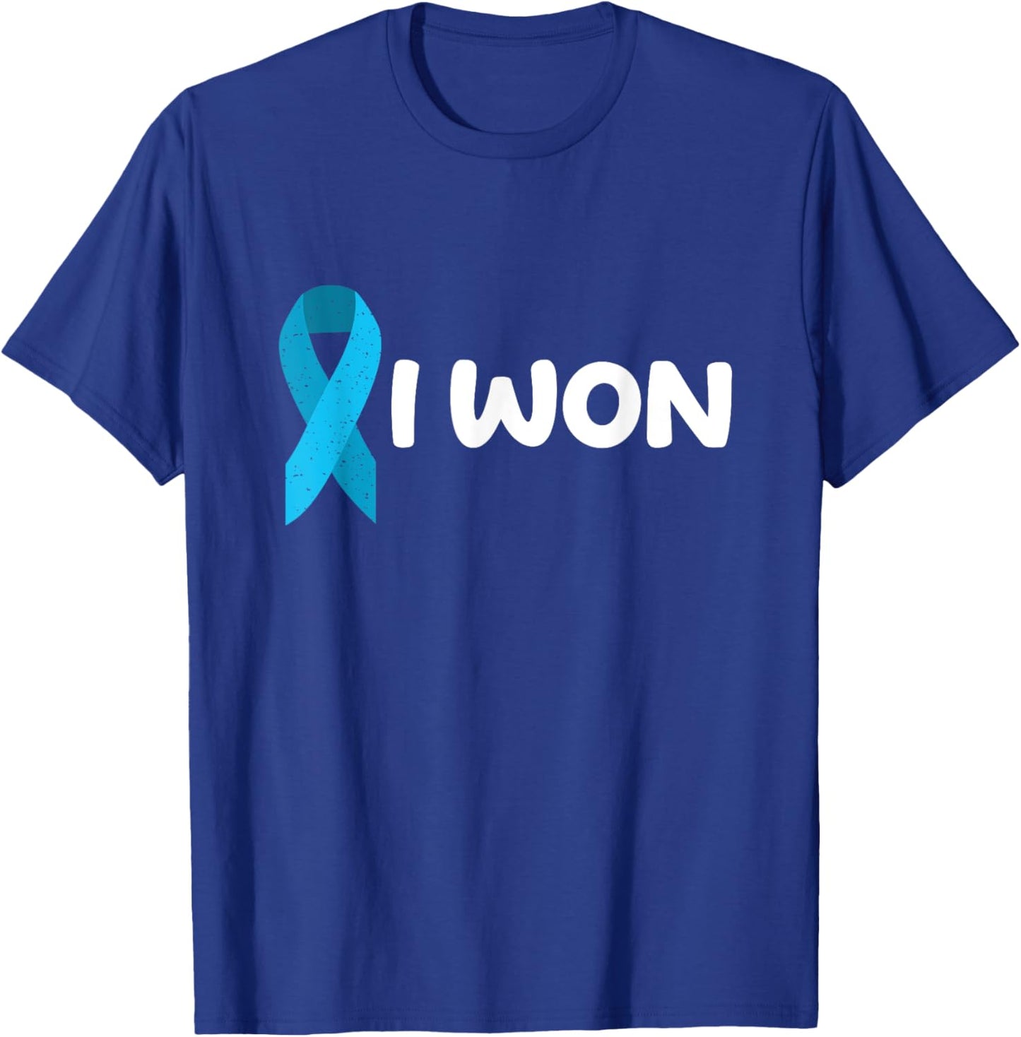 I Won! Colon Cancer survivor. Blue color ribbon T-Shirt - T-Shirt | Royal