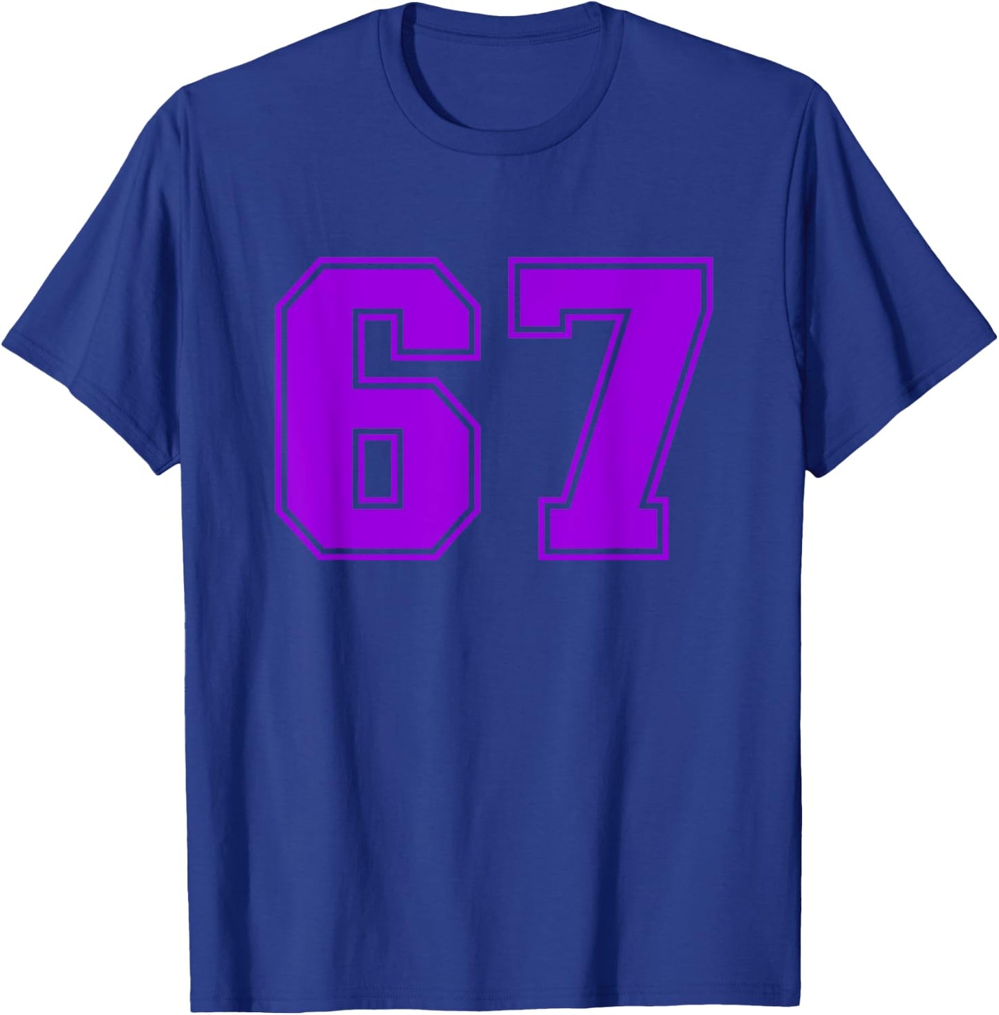 Number #67 Purple Sports Team Varsity Number T-Shirt - T-Shirt | Royal