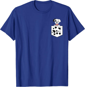 Disney 101 Dalmatians Patch Puppy Dotted Pocket Logo T-Shirt - T-Shirt | Royal