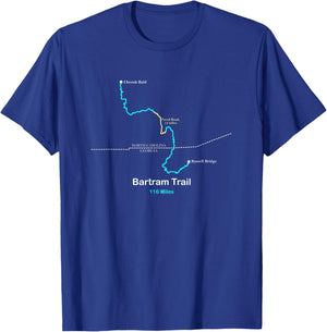 Route Map of the Bartram Trail in North Carolina and Georgia T-Shirt - T-Shirt | Royal