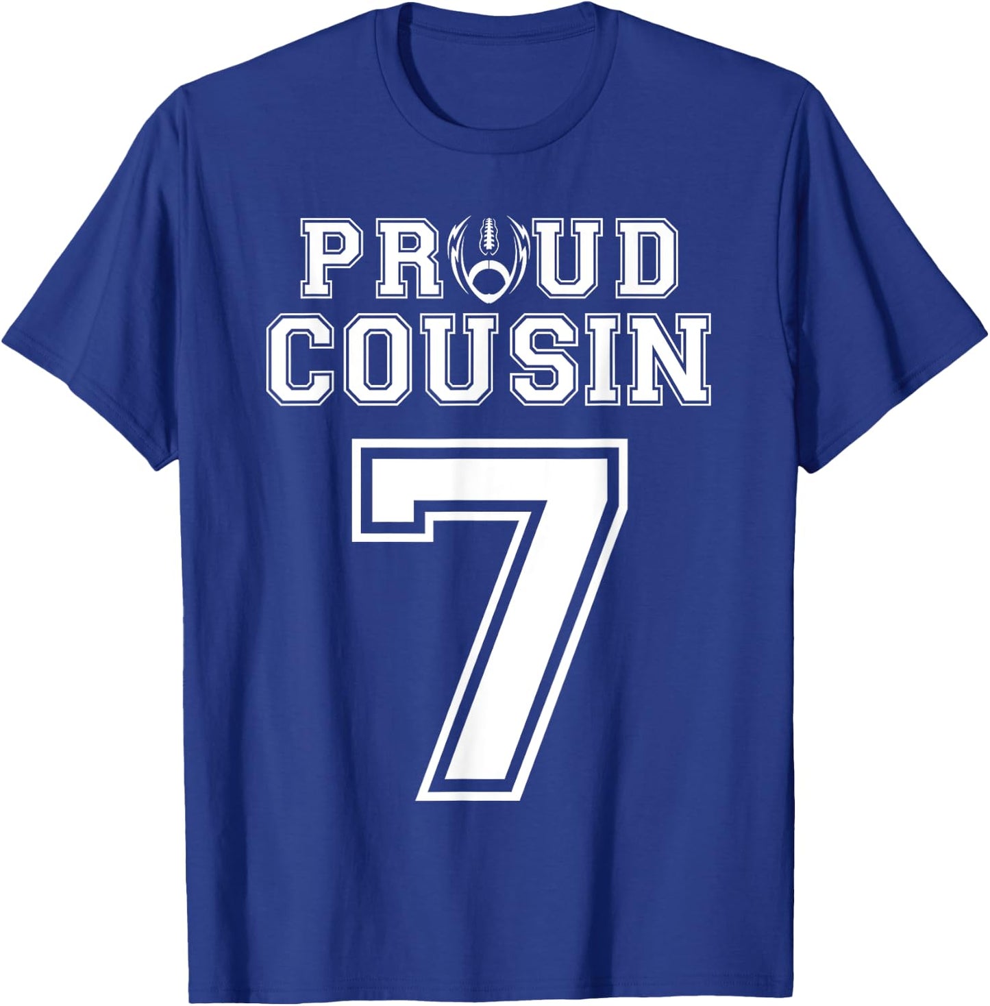 Custom Proud Football Cousin Number 7 Personalized T-Shirt - T-Shirt | Royal