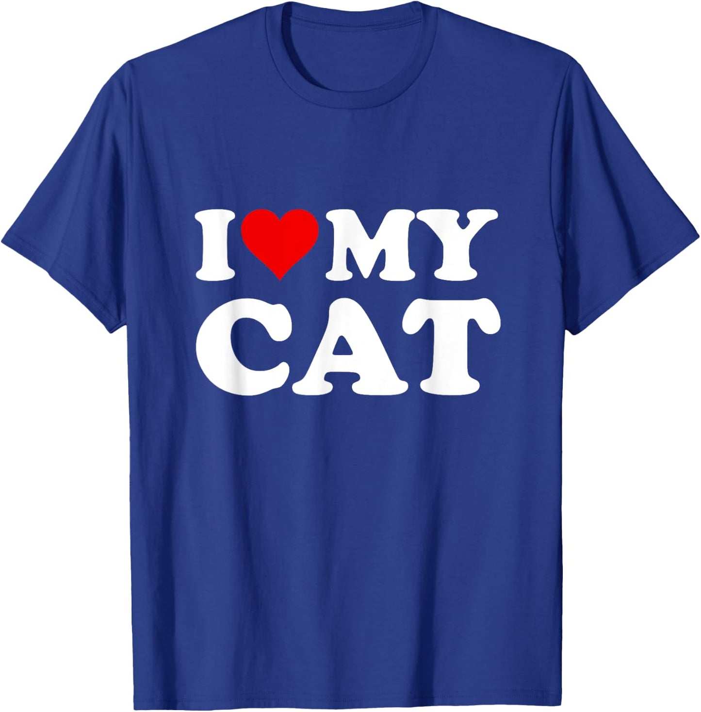 Red Heart I Love My Cat Men Women Girls Kids T-Shirt - T-Shirt | Royal