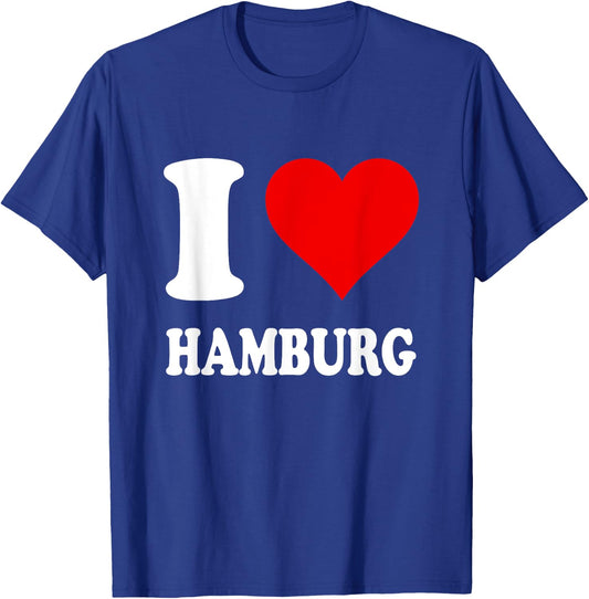 Red Heart Motif I Love Hamburg T-Shirt - T-Shirt | Royal