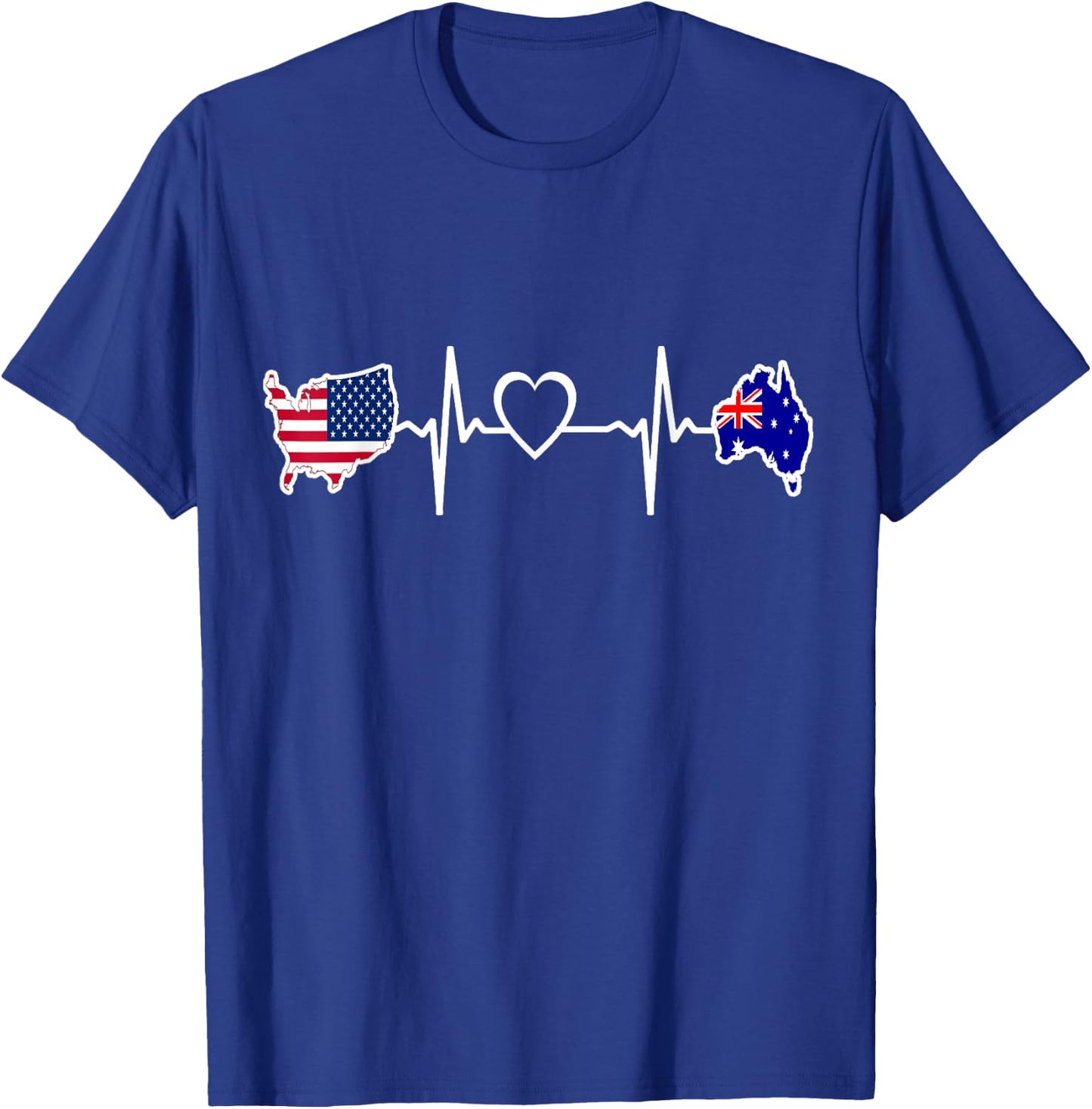Australia American USA Flag - USA Australian Heartbeat T-Shirt - T-Shirt | Royal