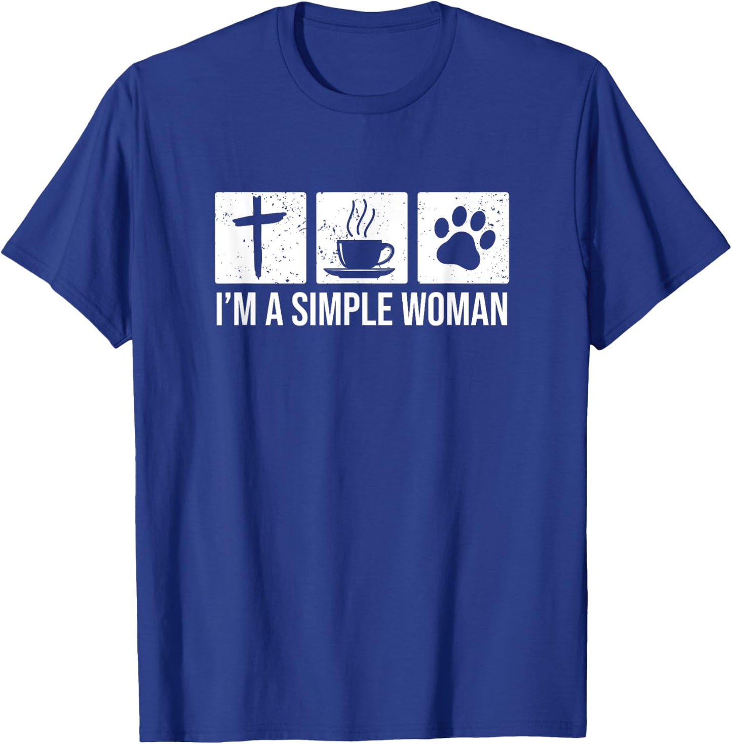 I'm A Simple Woman - Jesus Coffee & Cats T-Shirt - T-Shirt | Royal