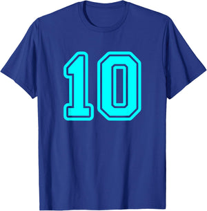 Jersey #10 Cyan Sports Team Player Fan Jersey Number 10 T-Shirt - T-Shirt | Royal