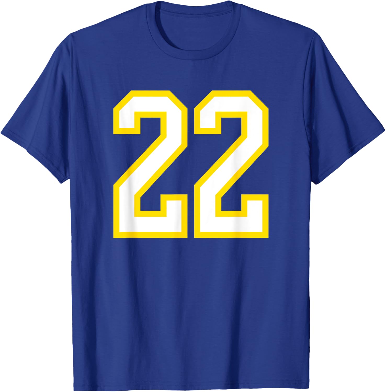 Number #22 Sport Yellow White Varsity Number 22 T-Shirt - T-Shirt | Royal