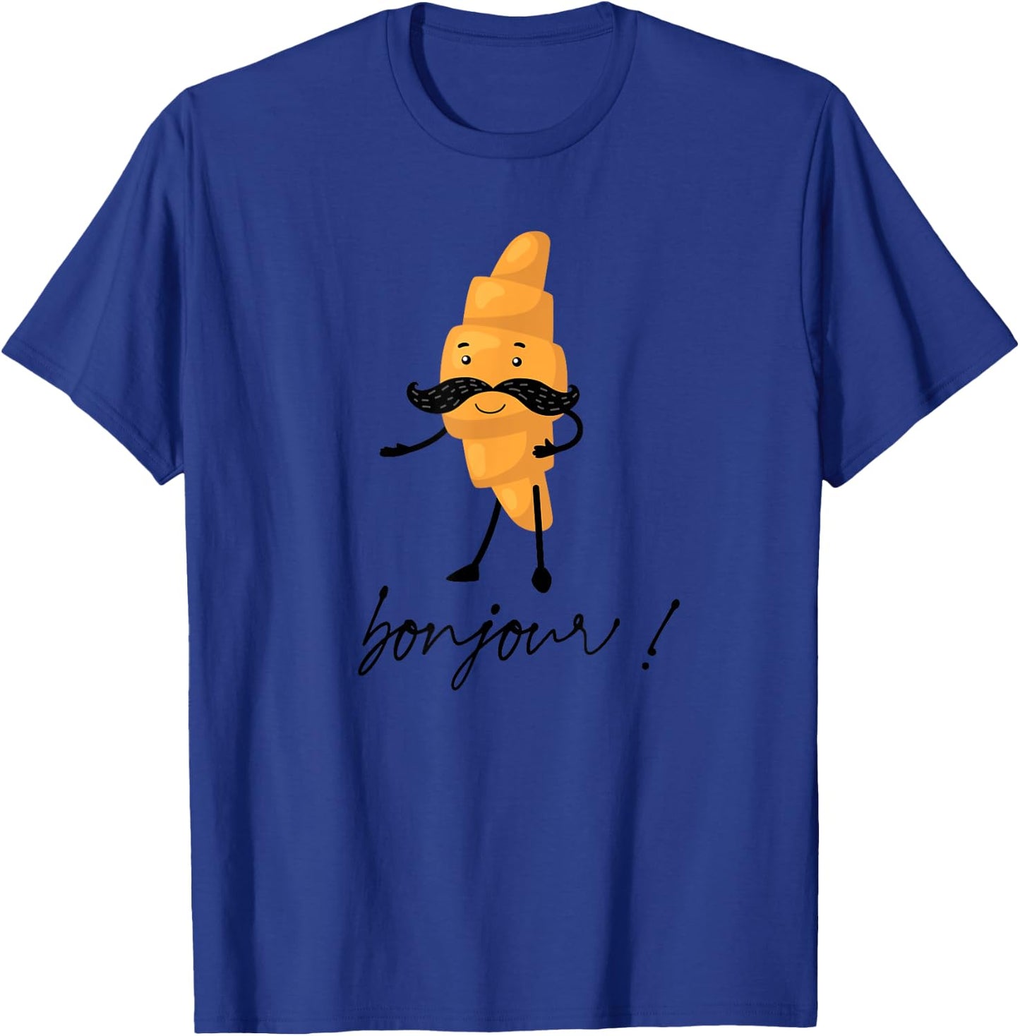 Bonjour Cute Croissant With Mustache Funny France Girls Trip T-Shirt - T-Shirt | Royal