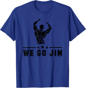 We Go Jim Workout Retro Flexing Gym T-Shirt - T-Shirt | Royal