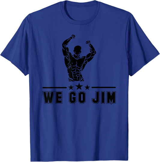 We Go Jim Workout Retro Flexing Gym T-Shirt - T-Shirt | Royal