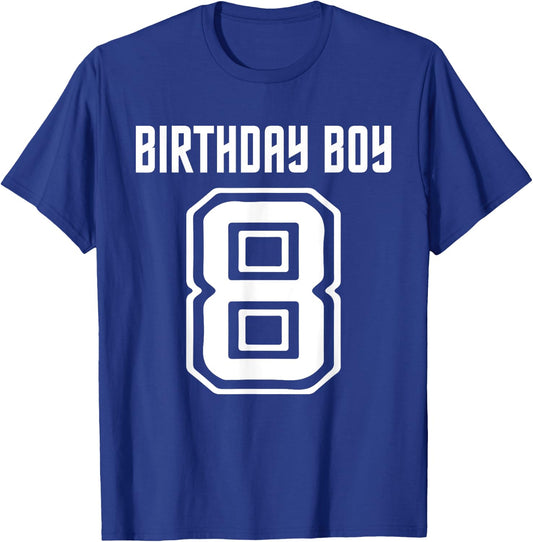 8th Birthday Boy 8 Eight Year Old Soccer Football Style T-Shirt - T-Shirt | Royal