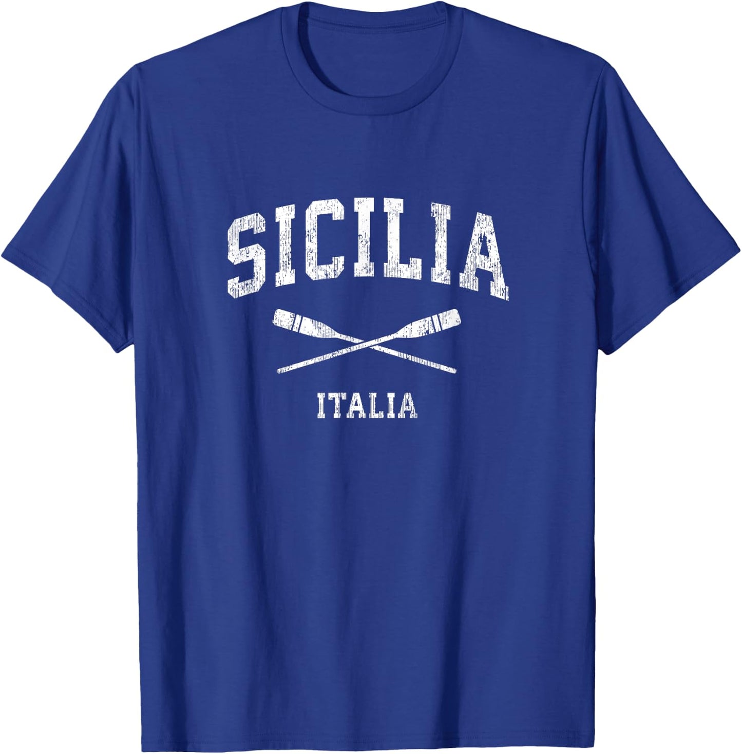 Sicily Italy Vintage Nautical Paddles Sports Oars T-Shirt - T-Shirt | Royal
