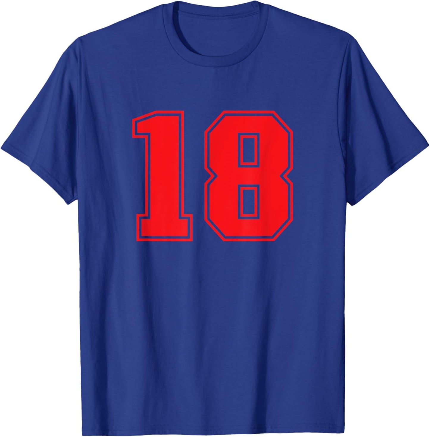 Number #18 Red Sport Number T-Shirt - T-Shirt | Royal