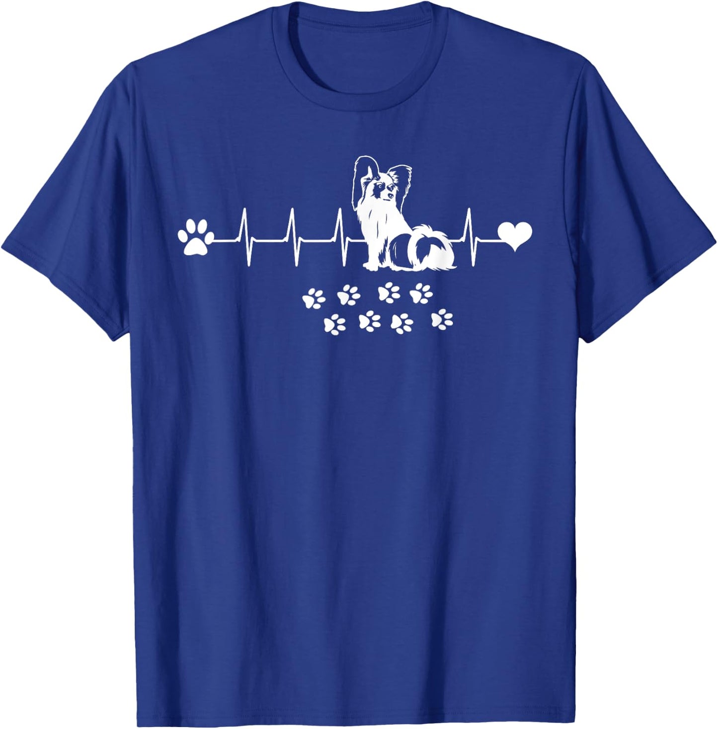 Papillon Dog Paw Heartbeat Spaniel Breed Fur Parent Trainer Men Women Kids T-Shirt - T-Shirt | Royal