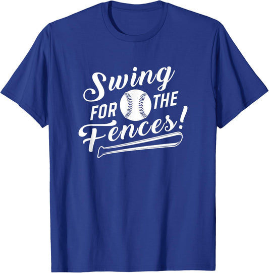 Swing For The Fences Baseball Bat Sports Enthusiast T-Shirt - T-Shirt | Royal