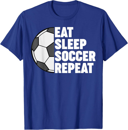 Eat Sleep Soccer Repeat Funny T-Shirt - T-Shirt | Royal
