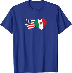 Mexican heritage USA Mexico American Flag Mexican Flag T-Shirt - T-Shirt | Royal