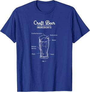 Craft Beer Ingredients Vintage Blueprint T-Shirt - T-Shirt | Royal