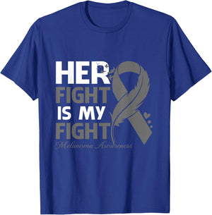 Her Fight Is My Fight Melanoma Awareness Feather T-Shirt - T-Shirt | Royal