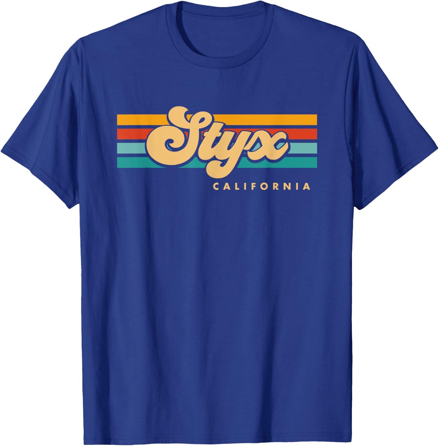 Vintage Sunset Stripes Styx, California T-Shirt - T-Shirt | Royal