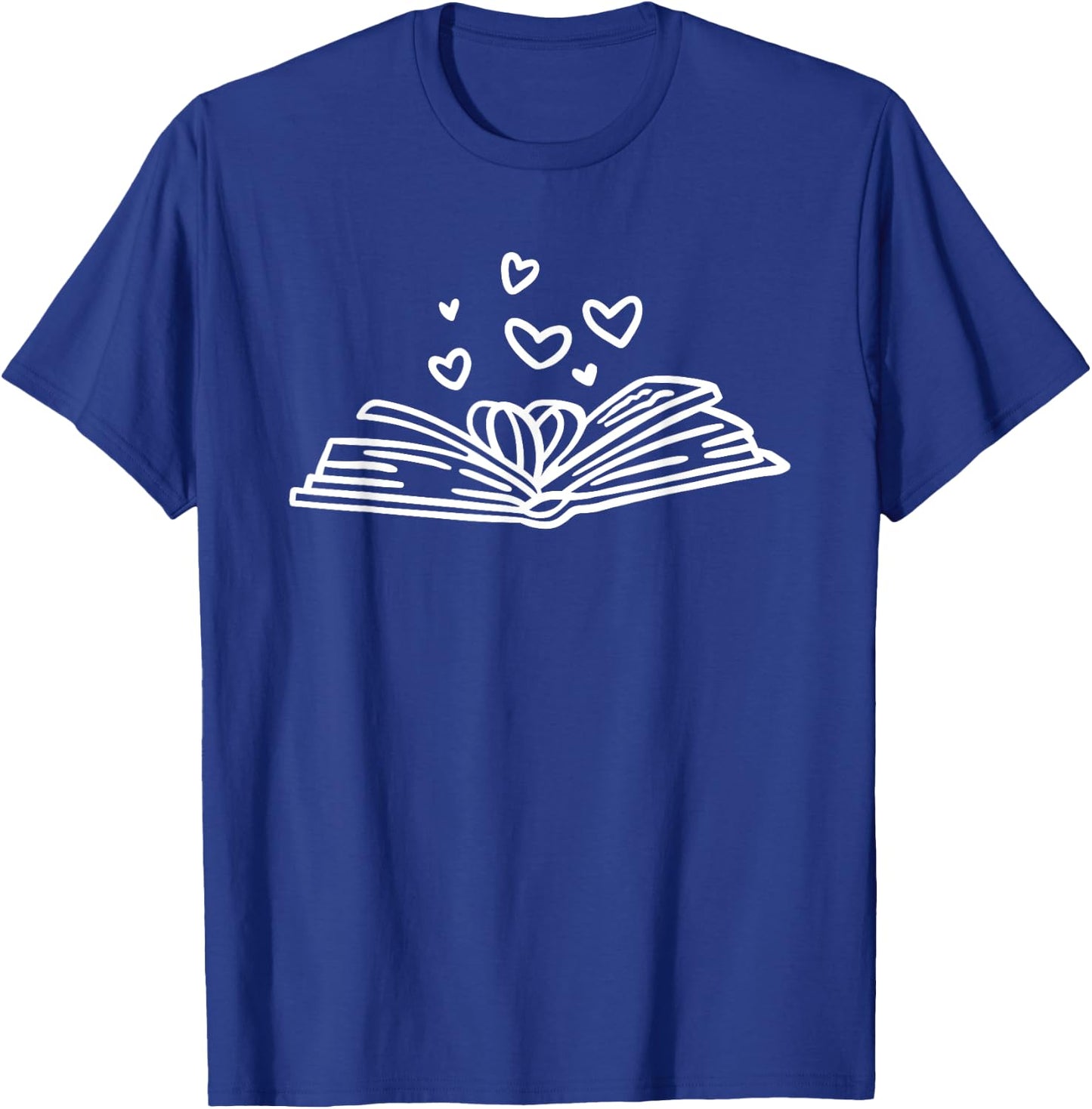 Book Lover Open Book Reading Books Hearts Book T-Shirt - T-Shirt | Royal