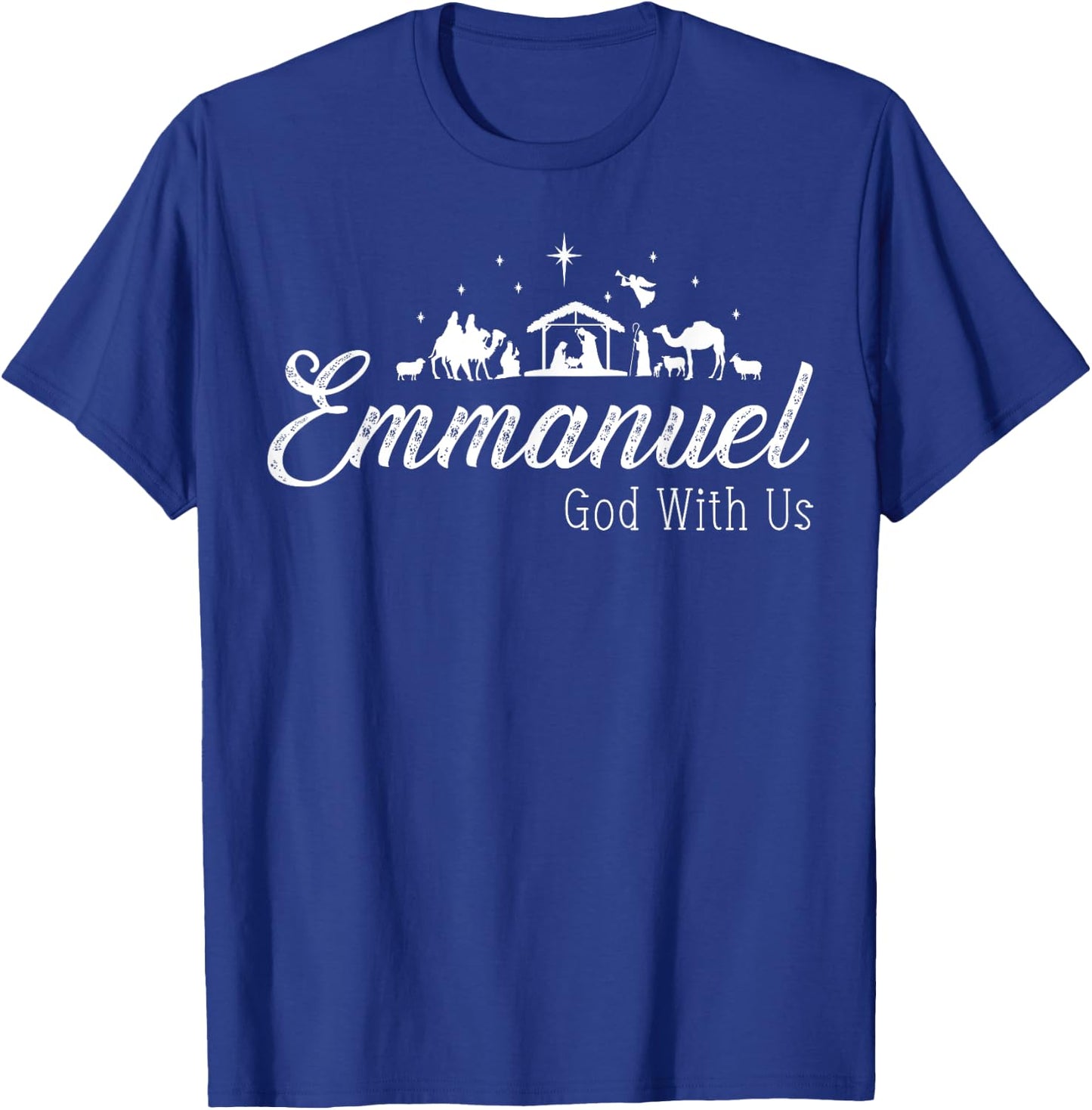 Emmanuel God With Us Nativity Scenes Christian Christmas T-Shirt - T-Shirt | Royal