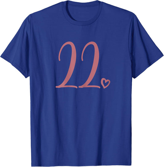 Number 22 Twenty-Two 22 Years Old 22nd Birthday T-Shirt - T-Shirt | Royal