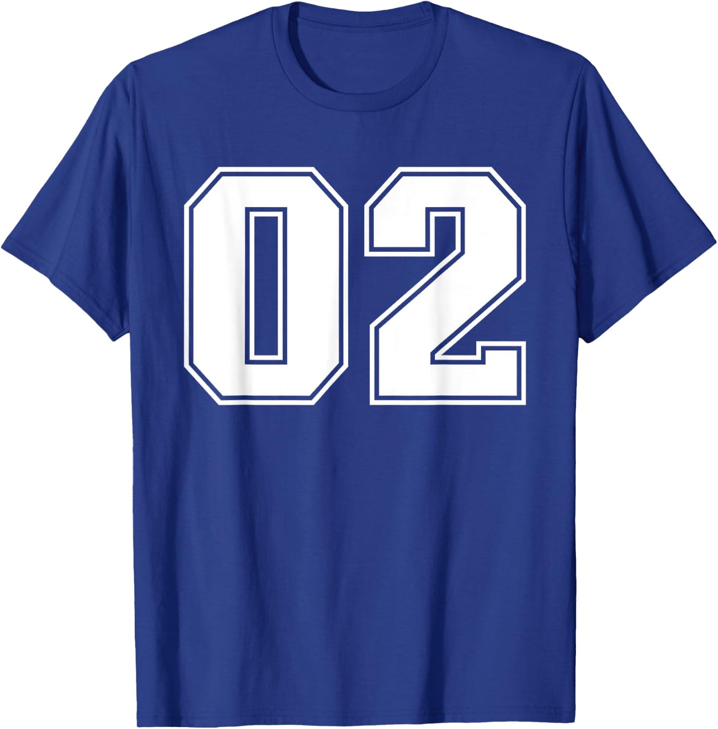 02 Jersey Number Baseball Football Soccer Halloween Birthday T-Shirt - T-Shirt | Royal