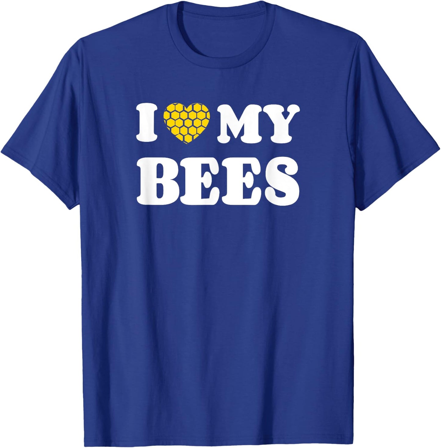 I Love My Bees Honeycomb Heart T-Shirt - T-Shirt | Royal