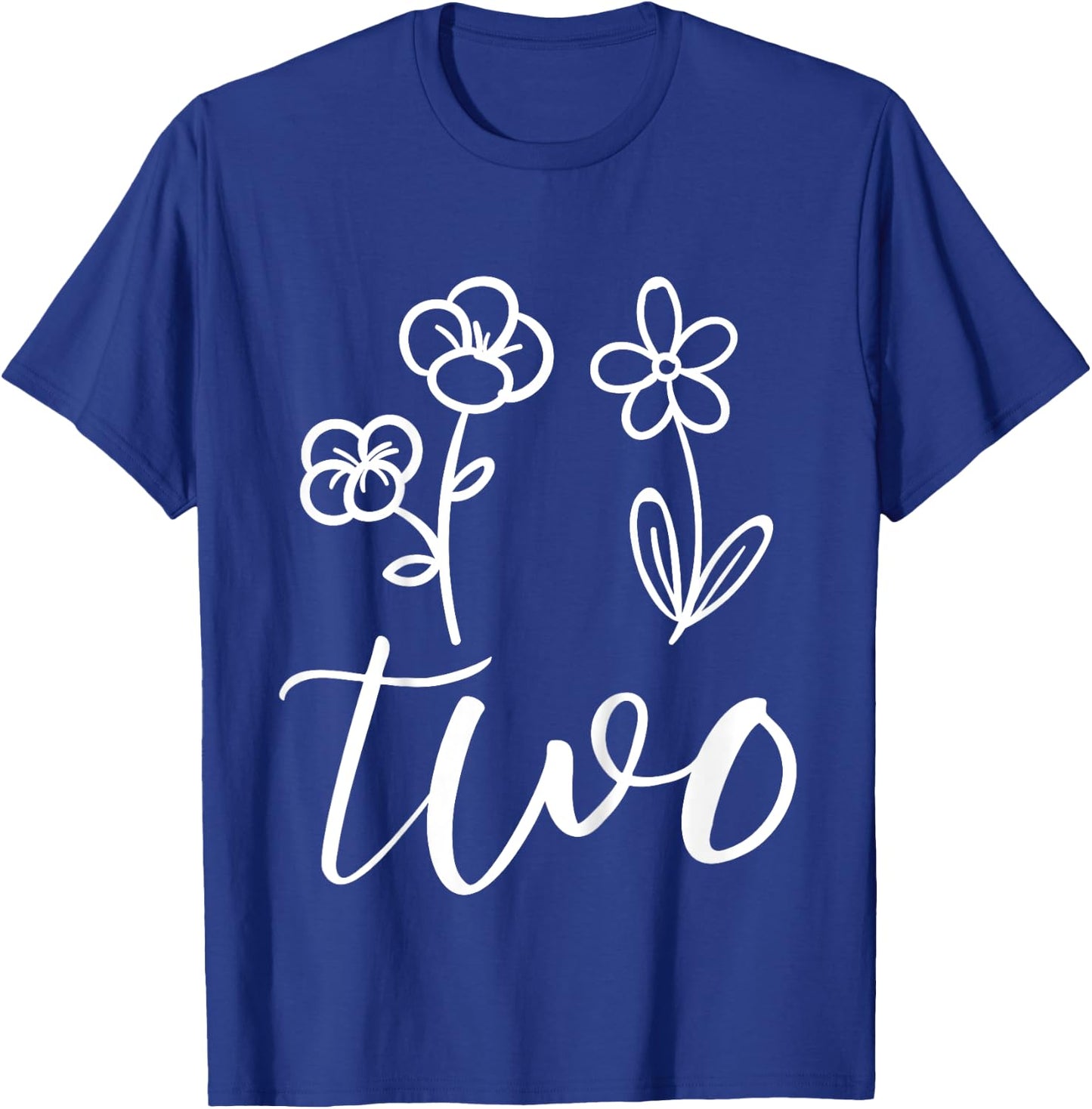 Floral Two 2 Year Old 2nd Birthday Gift Second Girl Toddler T-Shirt - T-Shirt | Royal
