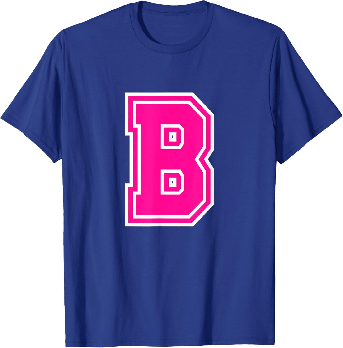 Letter B Pink Monogram Initial T-Shirt - T-Shirt | Royal