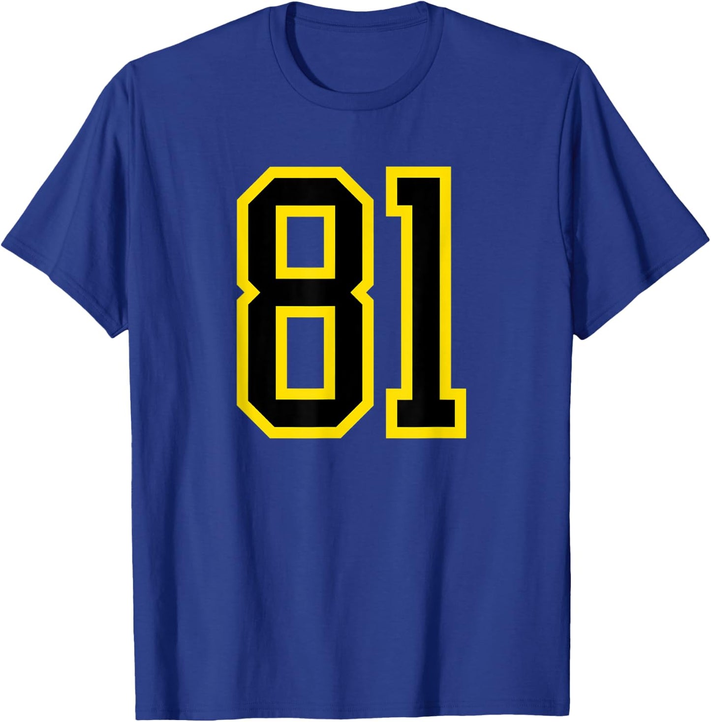 Jersey Number #81 Yellow Black Birthday Sports Number 81 T-Shirt - T-Shirt | Royal