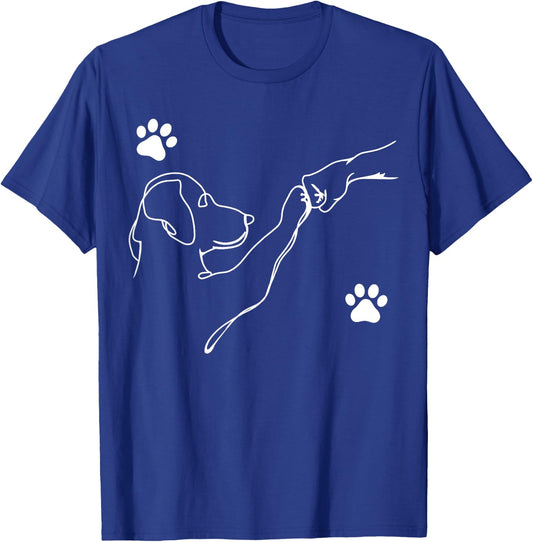 Dog and People Punch Hand Dog Friendship Fist Bump Dog's Paw T-Shirt - T-Shirt | Royal
