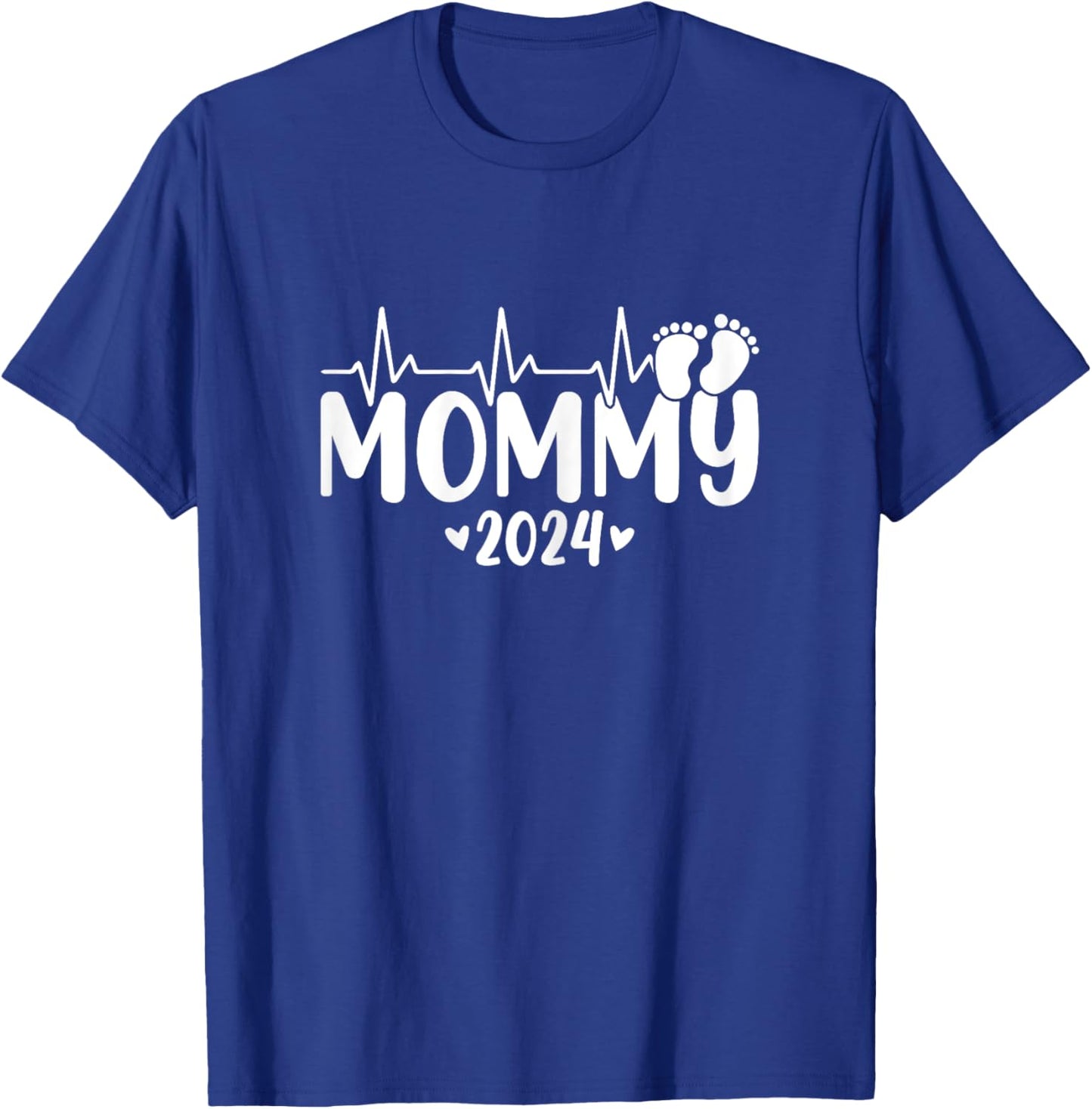 Mommy 2024 Heartbeat 1st time Pregnancy Announcement Mom T-Shirt - T-Shirt | Royal