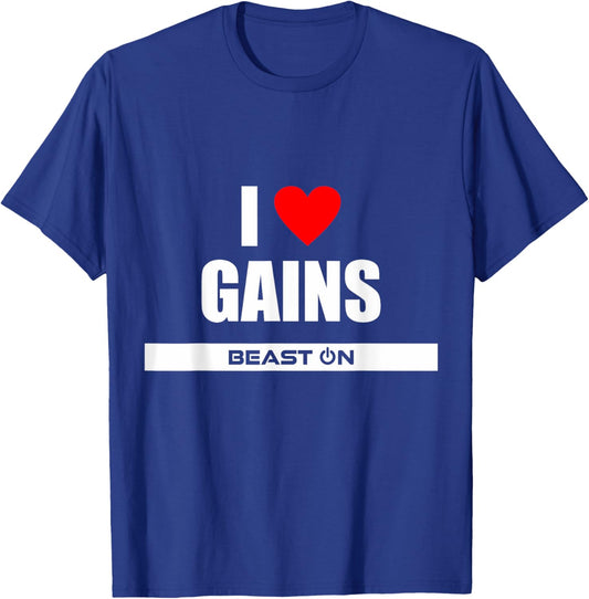 I Love Gains Bodybuilding Gainz Gym Fitness Training Workout T-Shirt - T-Shirt | Royal