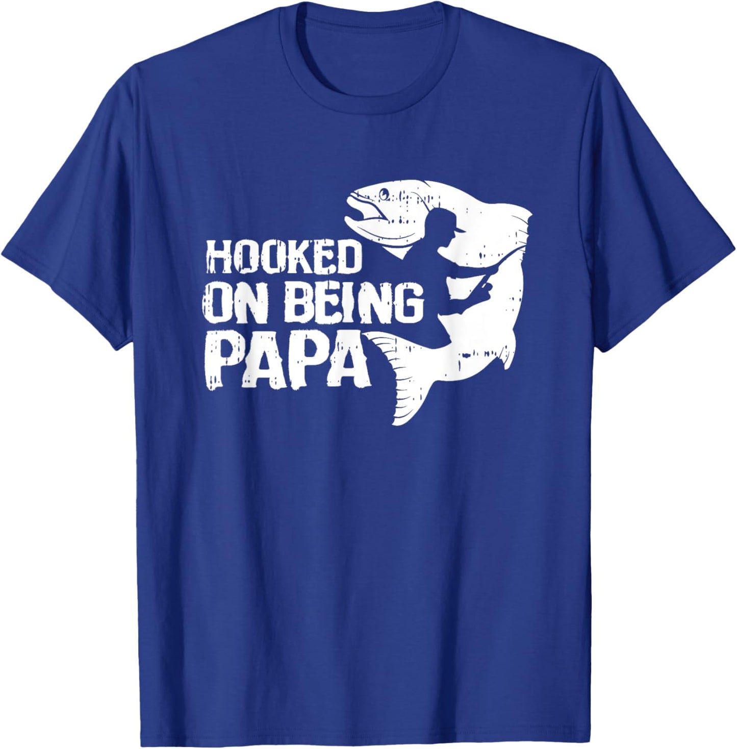 Hooked On Being Papa Fathers Day Fishing Dad Papa Men T-Shirt - T-Shirt | Royal